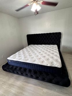 King bed frame with mattress pillow top coolsilk