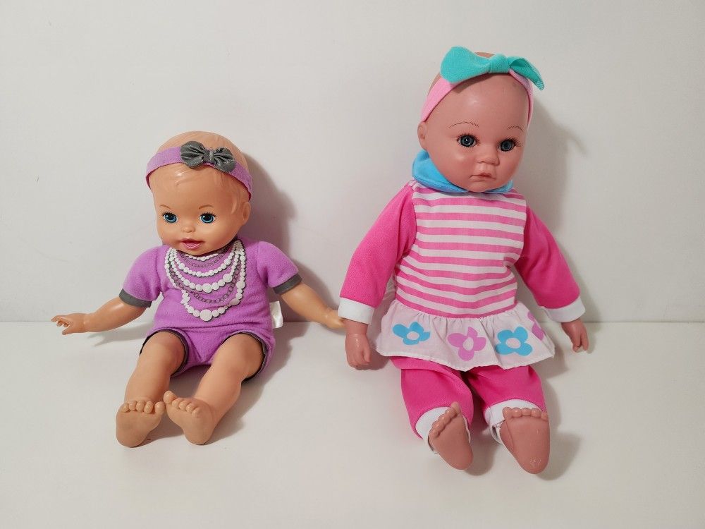 Cuddly Love Baby Doll & Mattel Little Mommy Baby Doll Purple Necklace Blue Eyes

