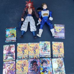 2 Big Toys Dragon Ball Z GT. With 12 Glowing Cards 2 Are more rare. Misprint with 2 side card 2 pics back & front card. All for $250! Or best offer