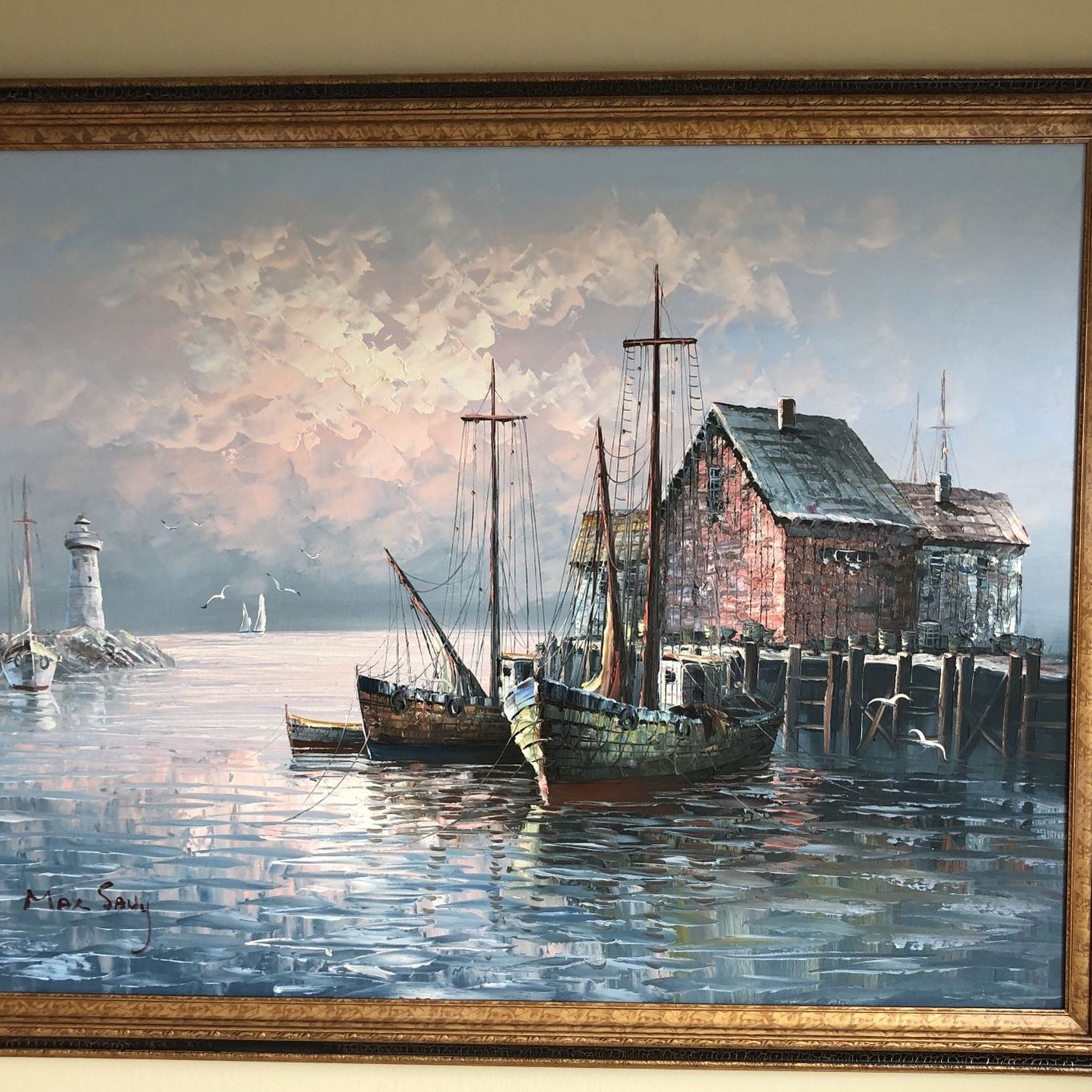 LARGE!! MAX SAVY Signed Oil Painting On Canvas! EXCELLENT