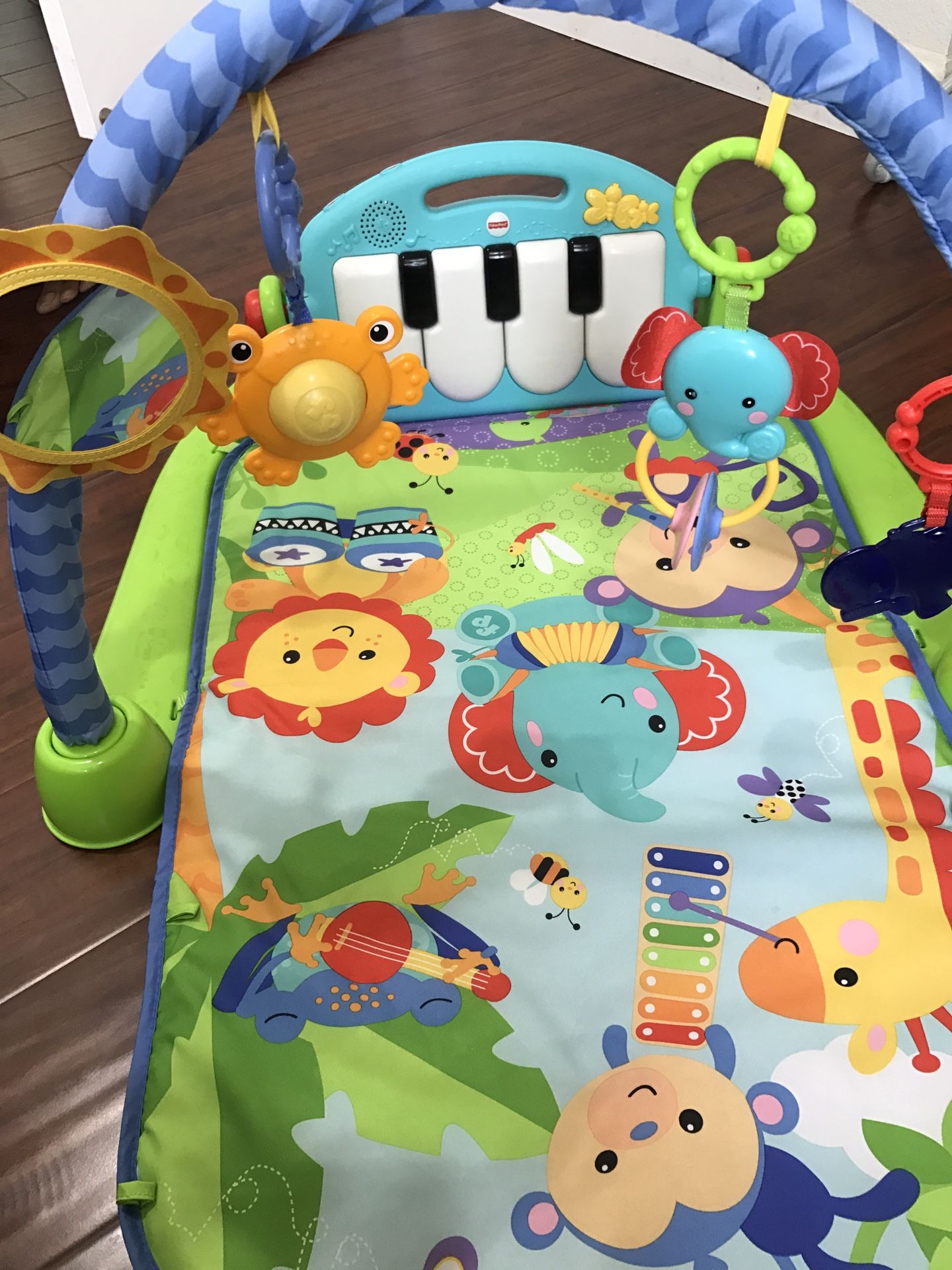 Fisher-Price Kick 'N Play Piano Gym, Blue/Green Activity Mat