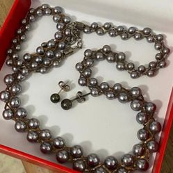 Juego Collar Aretes Stainless Dormilona Joyería Antigua 