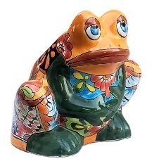 Large 11" Talavera Frog Planter - Handmade & Hand Painted Mexican Pottery