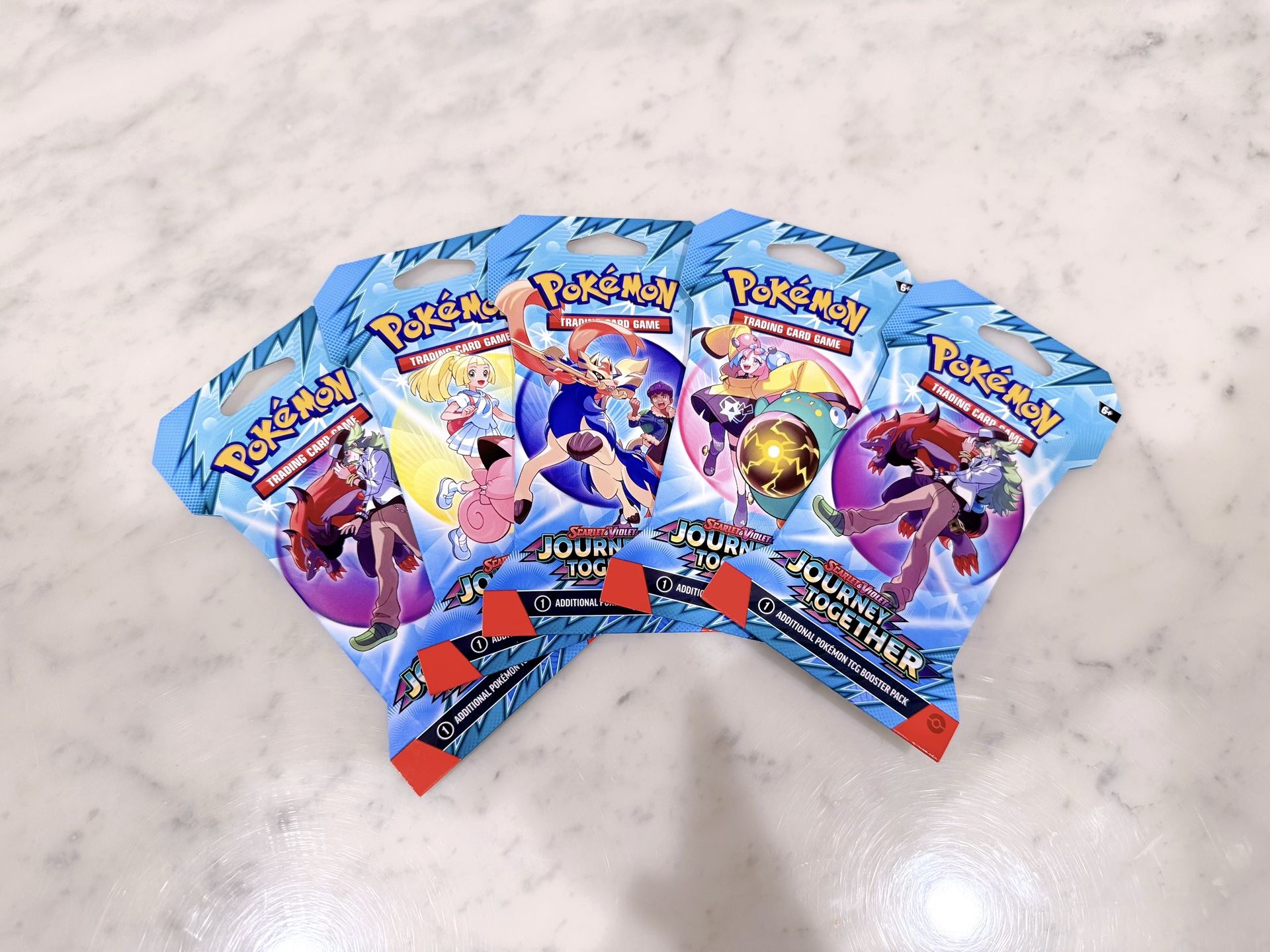 Lot of 5 Pokemon Journey Together New Sealed Authentic Trading Cards Scarlet & Violet Expansion TCG Booster Packs Sleeves