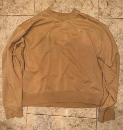 American Eagle Tan Crewneck Sweatshirt | Size Large | Minimalist Small Logo