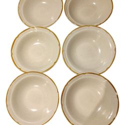 Set Of 6 Baroque Hearthside Stoneware Bowls