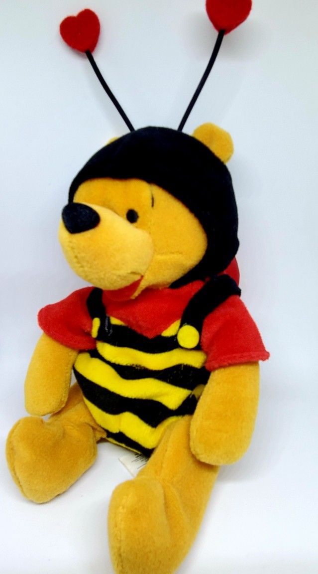 Vintage Disney Winnie the Pooh Honey Bee Valentine Plush Bean Bag 8" Doll Toy *Please Read Entire Post