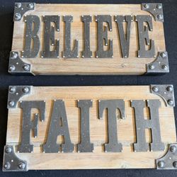 Wooden Faith & Believe Signs 