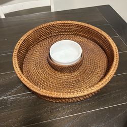 Woven Basket Chip & Dip Set