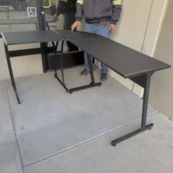 New In Box 61x46x30 Inch Tall L Shape Corner Desk Table All Black Computer Furniture 