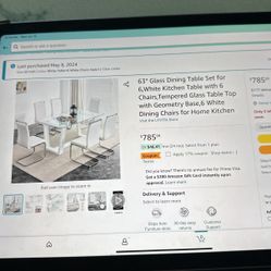 63" Glass Top Dining For 6