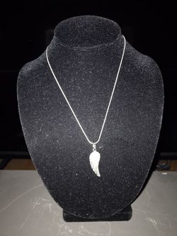 Single Angel’s Wing Sterling Silver Necklace 18inch Double Wings Necklace 18 inch’s Long