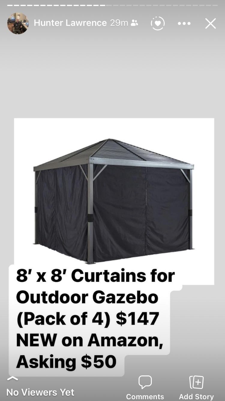 8’ x 8’ Curtains for Outdoor Gazebo - BRAND NEW IN BOX!