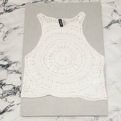 Divided White Crochet Halter Crop Top X-Small