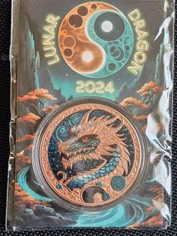 33g 2024 Lunar Dragon Colorized Copper Round