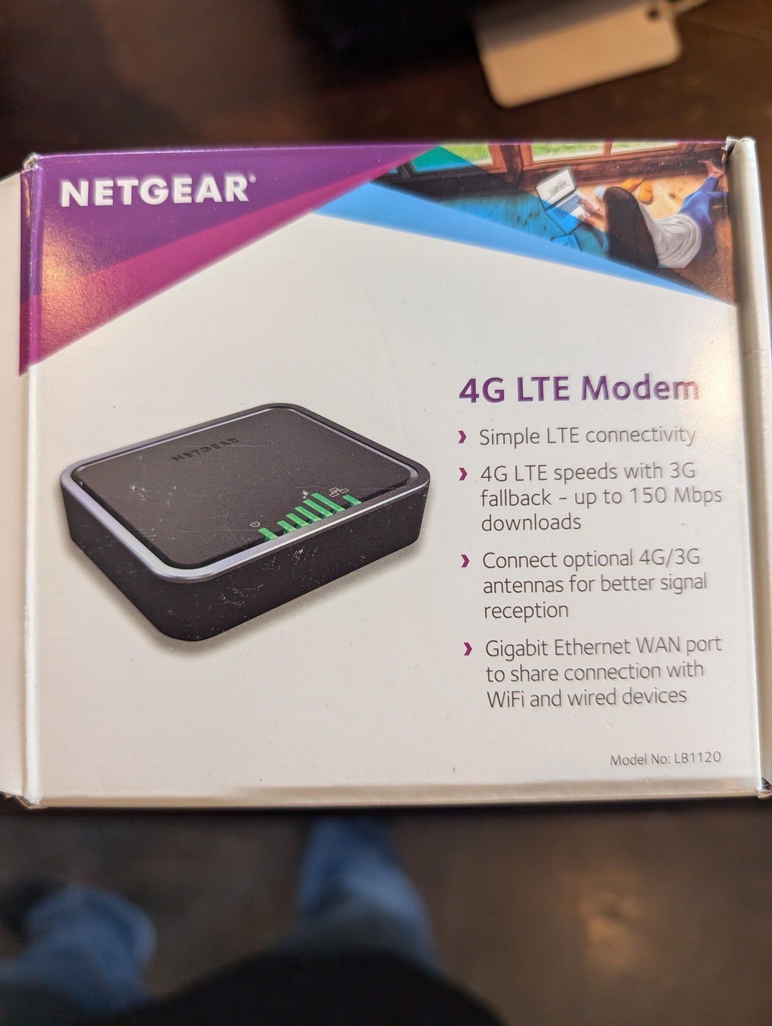 NETGEAR LB1120 4G LTE Modem with Gigabit Ethernet WAN Port - New - Damage to Box