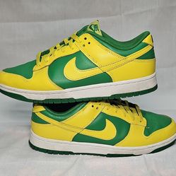 Nike Dunk Low Reverse Brazil Yellow Green DV0833-300 Low Top Leather Sneaker size 9.5M