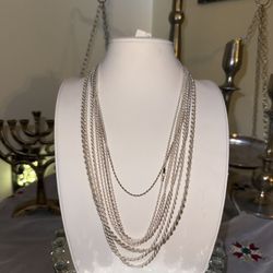 Men’s Silver Rope Chain   Necklace 925