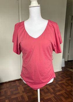 Time and True coral ruffled sleeve one piece V-Neck swimsuit size XL