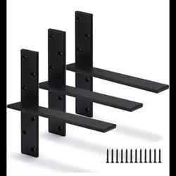 Floating Shelf Bracket 3/8" Thick Heavy Duty Shelf Brackets 3 Pack Free Hanging Countertop Support Bracket 12"Lx2.5"W Floating Wall Brackets for Cabin