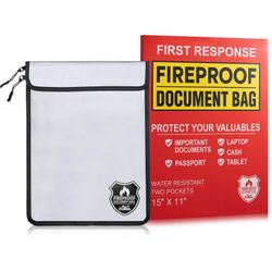 Fireproof Document Bag with Zipper Fire and Waterproof Document Storage Fireproof Money Bag 