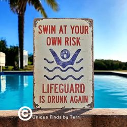 Brand New! 12" Funny Lifeguard Pool Metal Sign| SHIPPING IS AVAILABLE