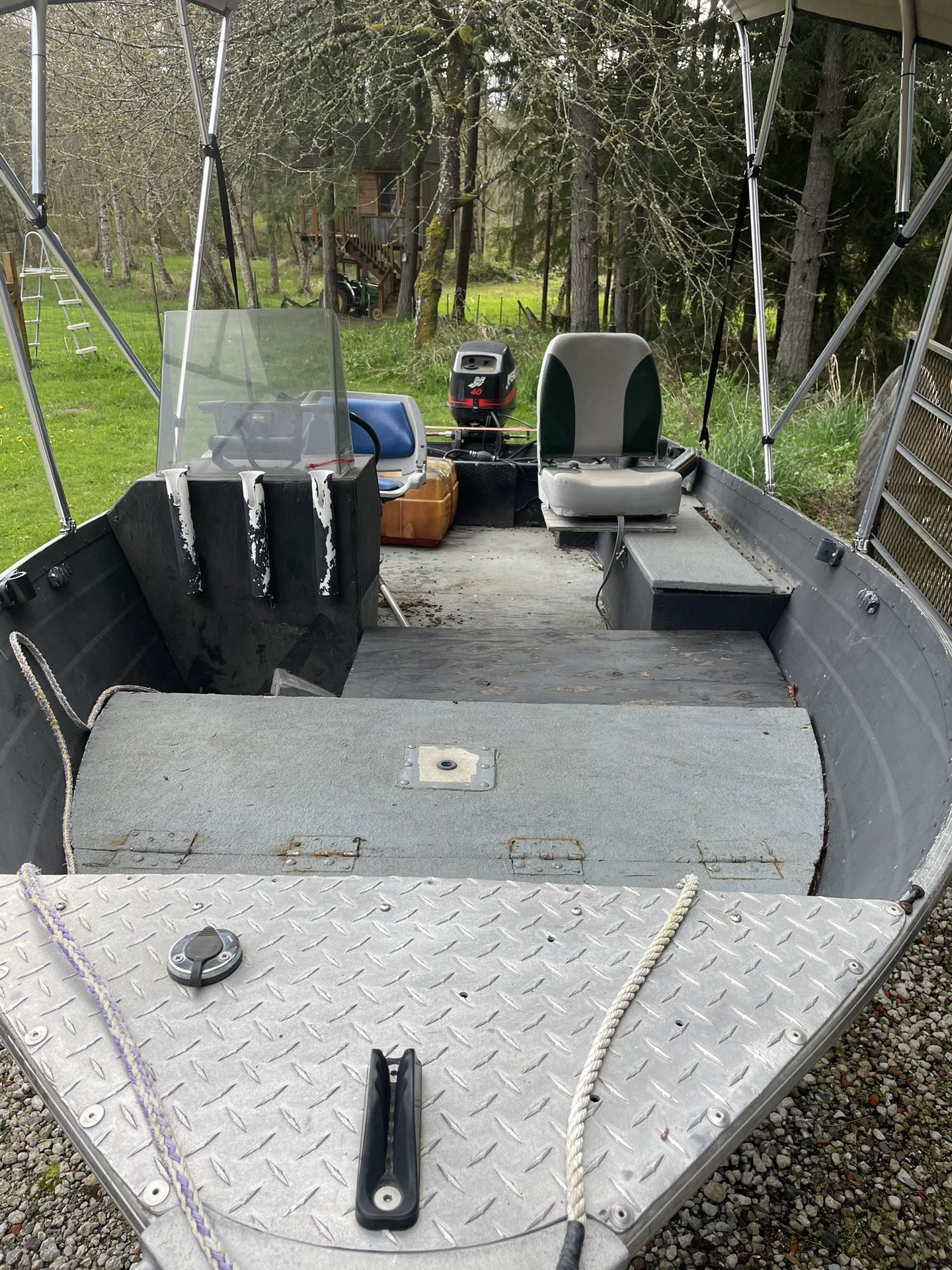 15 Ft Aluminum Smoker Craft Boat With 40 Horse Merc 8hp Honda Ezloader