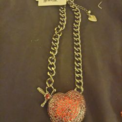 Betsy Johnson Heart And Dagger Necklace 