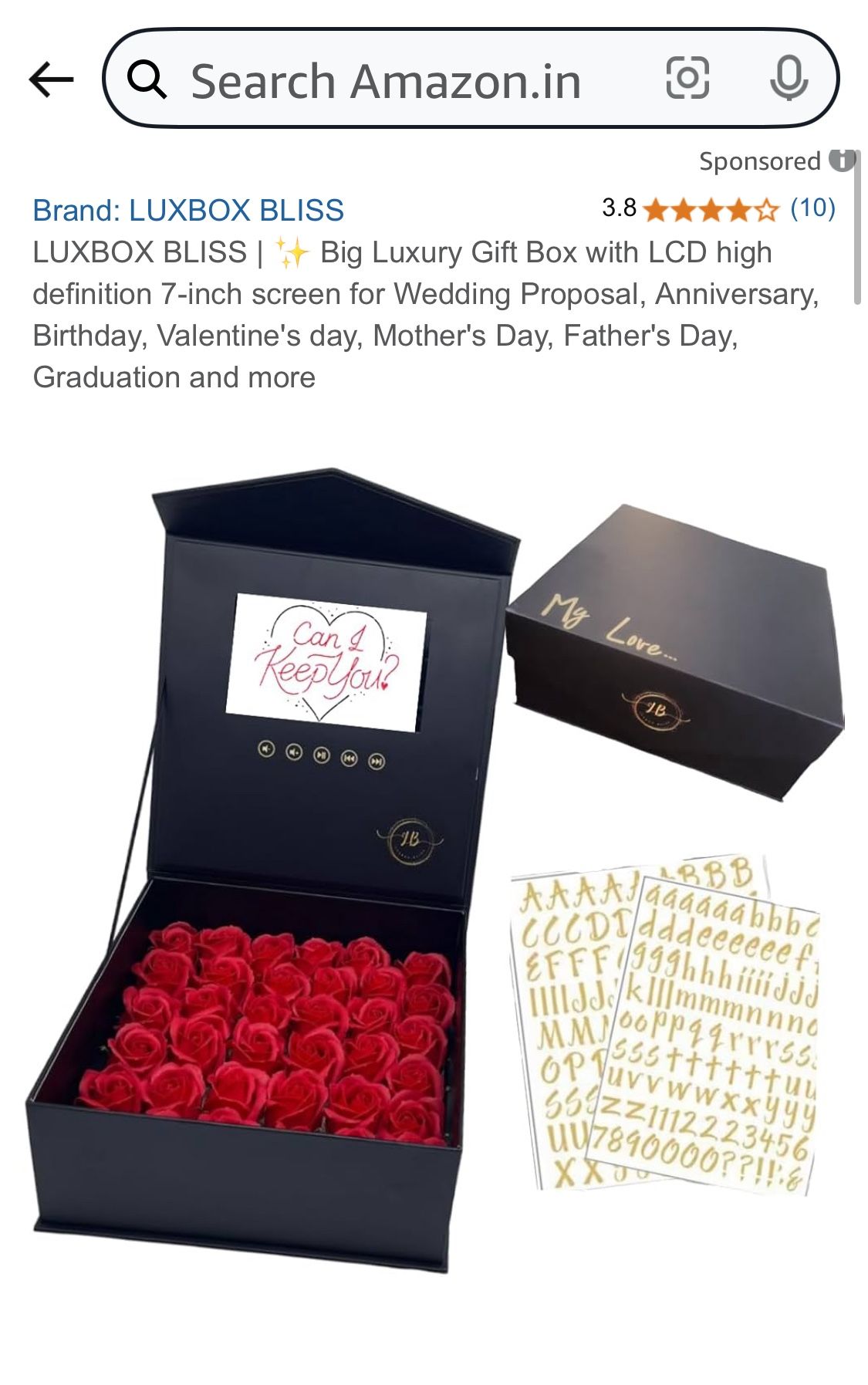 Luxbox Bliss New Luxurious Gift Box W 7” Screen/Roses