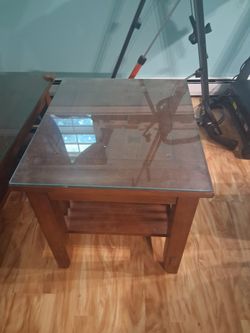 Coffee Table And Matching Side Table With Glass Tops