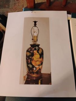 Lamp rooster ginger jar table lamp