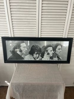 Vintage Beatles Framed Black White Pano Litho Framed Officially Licensed