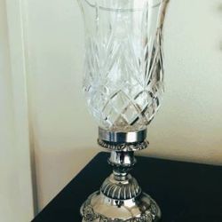 Vintage Godinger Silverplate Candle Holder with Heavy Crystal Globe