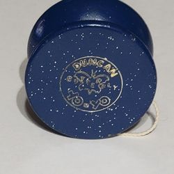 Vintage Duncan Butterfly Wooden 1950's Blue Sparkly Yoyo Yo-yo