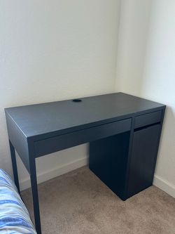 IKEA Micke Black Desk with Drawers