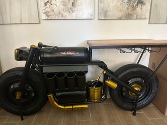 Harley Davidson motorcycle art wine bar