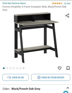 Furinno Simplistic A Frame Computer Desk, Black/French Oak Grey