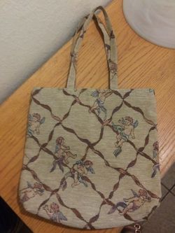 Angel tapestry tote bage