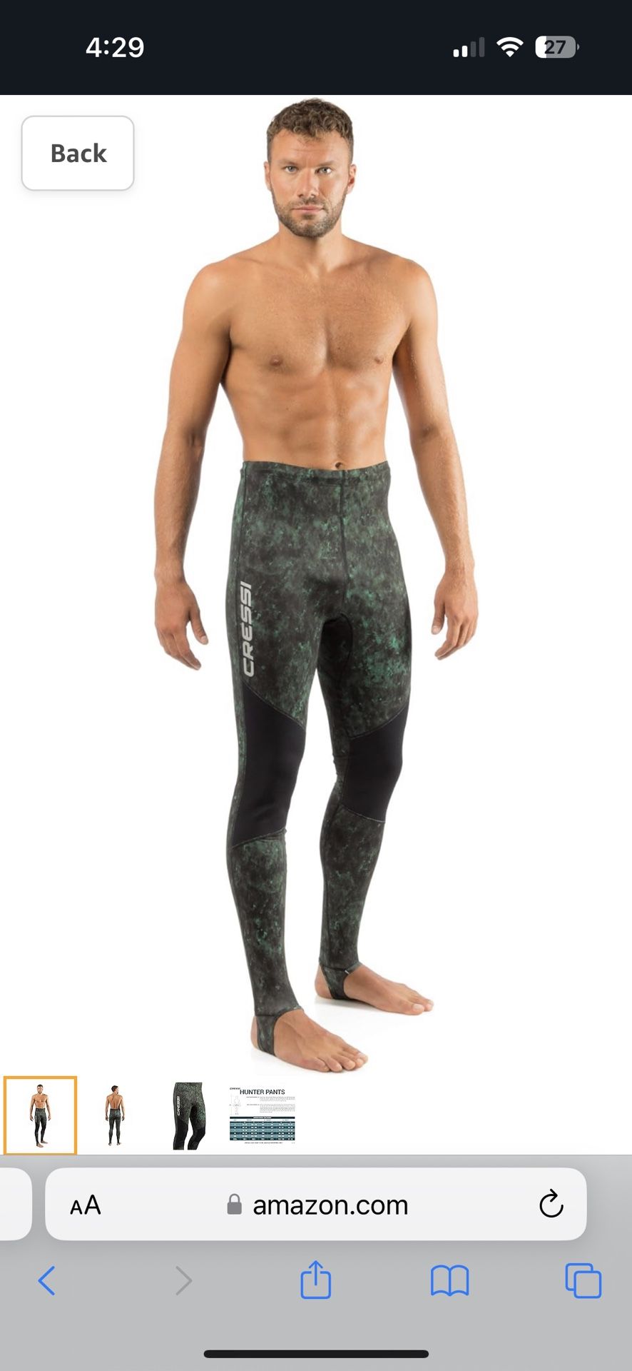 XL Cressi UV Hunter Camouflage Patterned Rash Guard Pants for All Water 