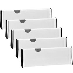 JONYJ Drawer Dividers Organizer 5 Pack, Adjustable Separators 4" High Expandable from 11-17" for Bedroom, Bathroom, Closet,Clothing, Office, Kitchen S
