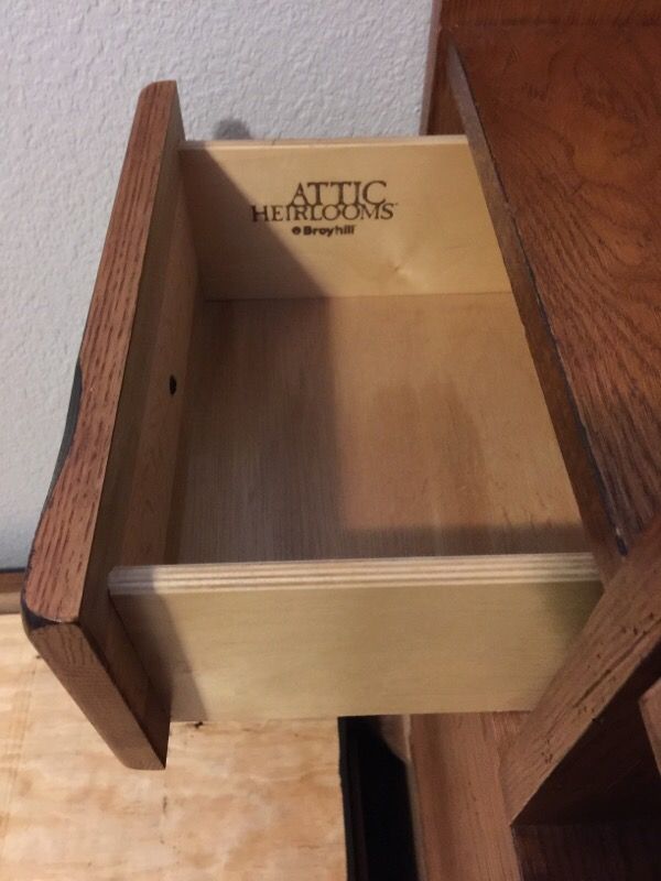 Broyhill attic heirlooms twin bed with bookcase headboard and under bed drawers