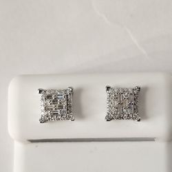 Square Moissanite Stud Earrings – 0.46 CTW – 925 Sterling Silver – $60