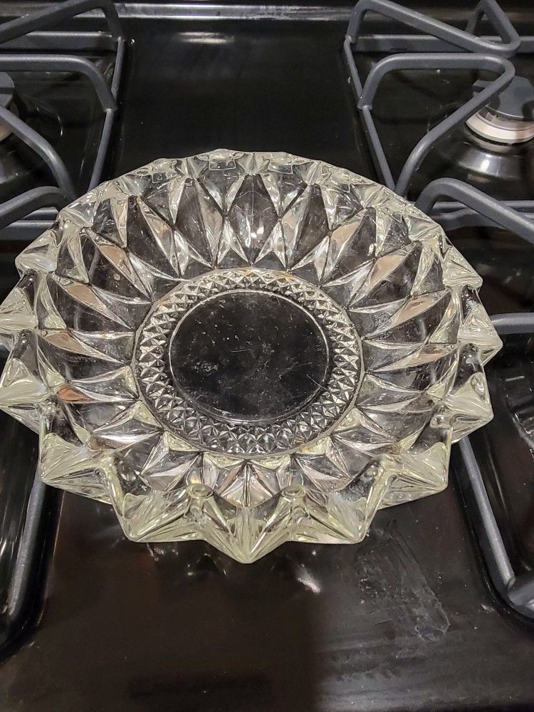 Vintage Crystal Heavy Glass Ashtray