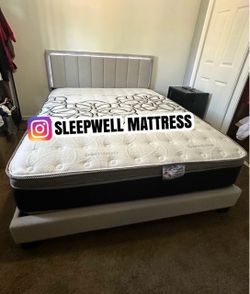 New Queen bed frame with mattress