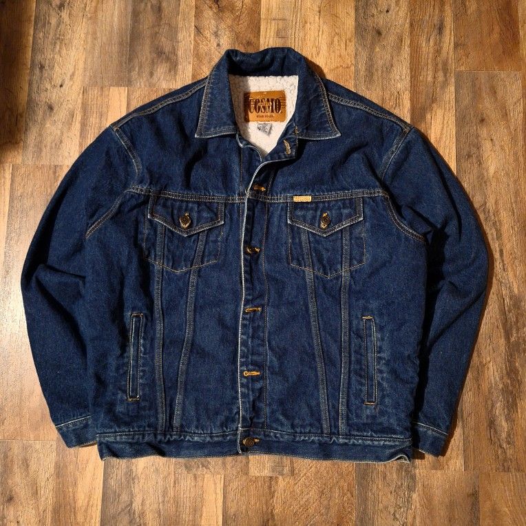 Cosmo Sherpa Lined Button Up Trucker Denim Jean 100% Cotton Jacket