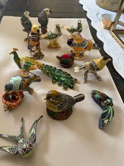 Decorative Enamel Bird Figurine Collection
