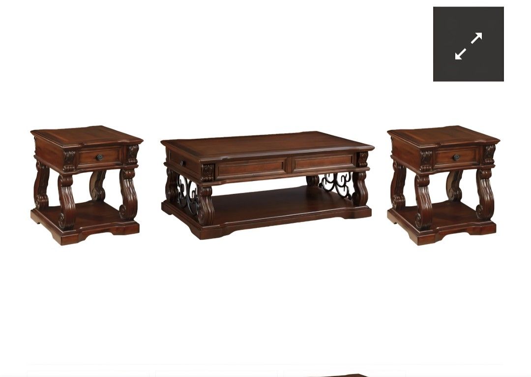Anymore Coffee Table With 2 End Table Ashley It Is a set 3
It Is Like New used a couple of months
I buy it for $2500
I want to sell because I want