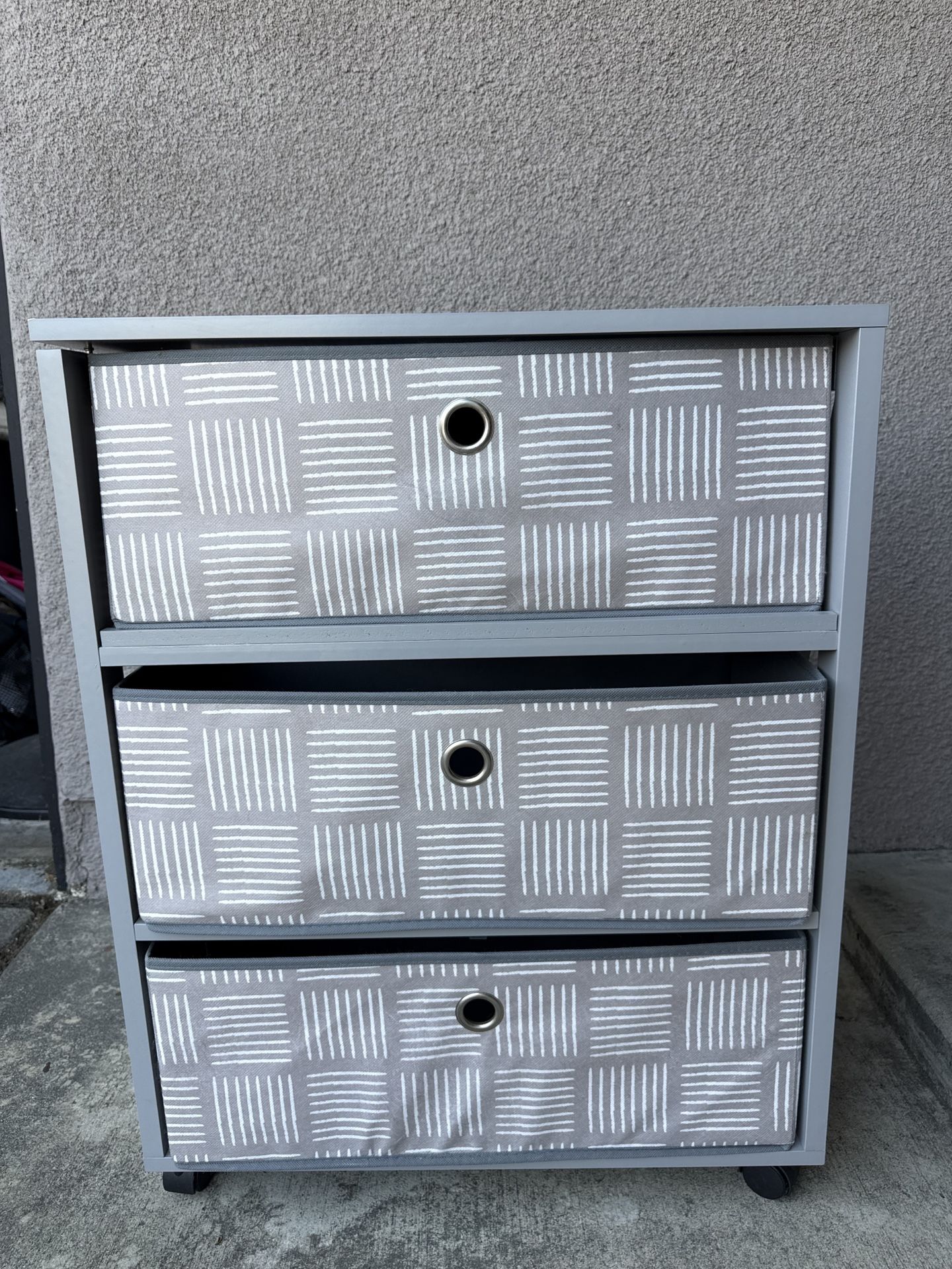 🪴 3-Drawer Fabric Storage Organizer – Gray Pattern