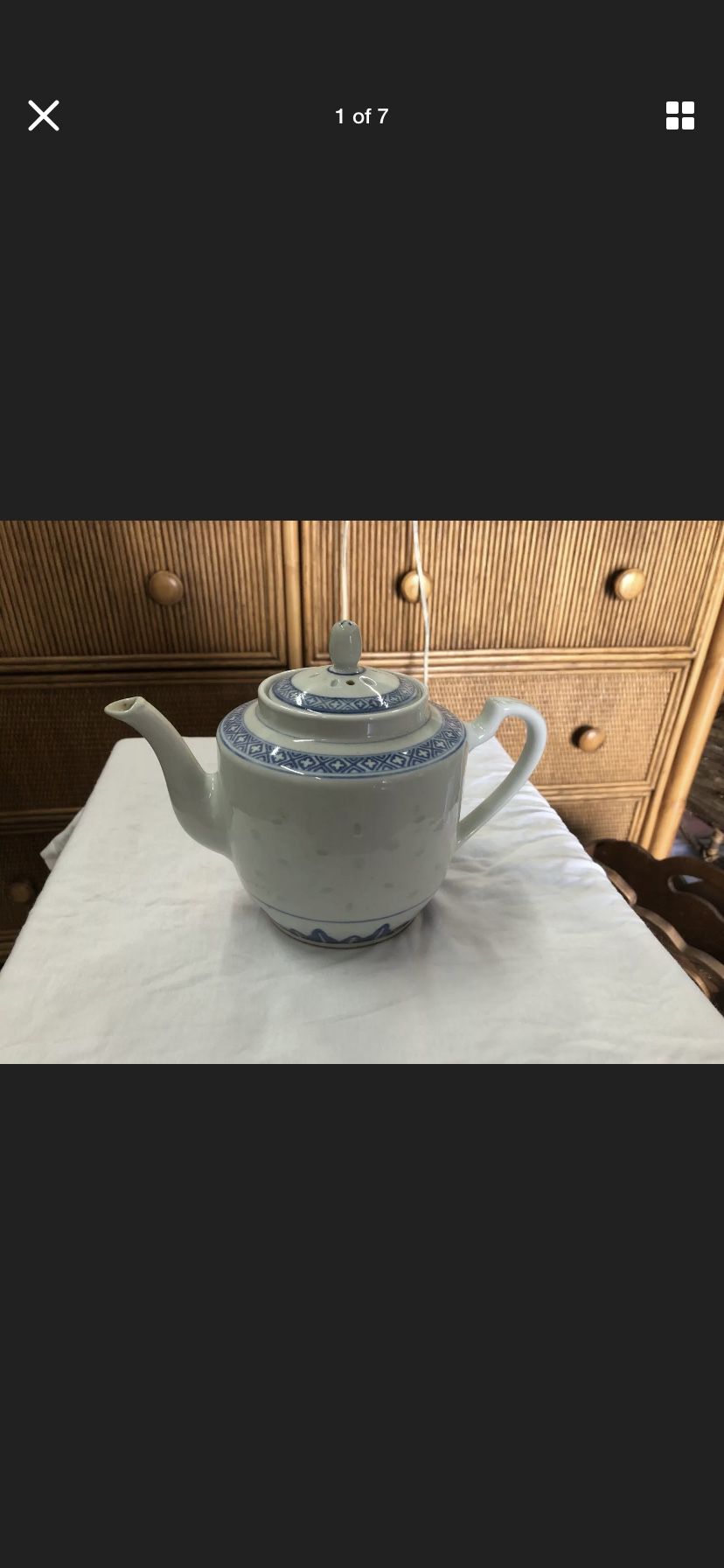 Chinese Glazed Blue and White Teapot with Lid