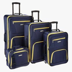 Rockland Journey Softside Luggage Set Navy 4-Piece 4 piece set 14 19 24 28, Expandable, Upright